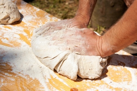making bread dough